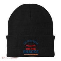 IM Just Here For The Snacks Funny Baseball Season Softball Beanie thumb 0