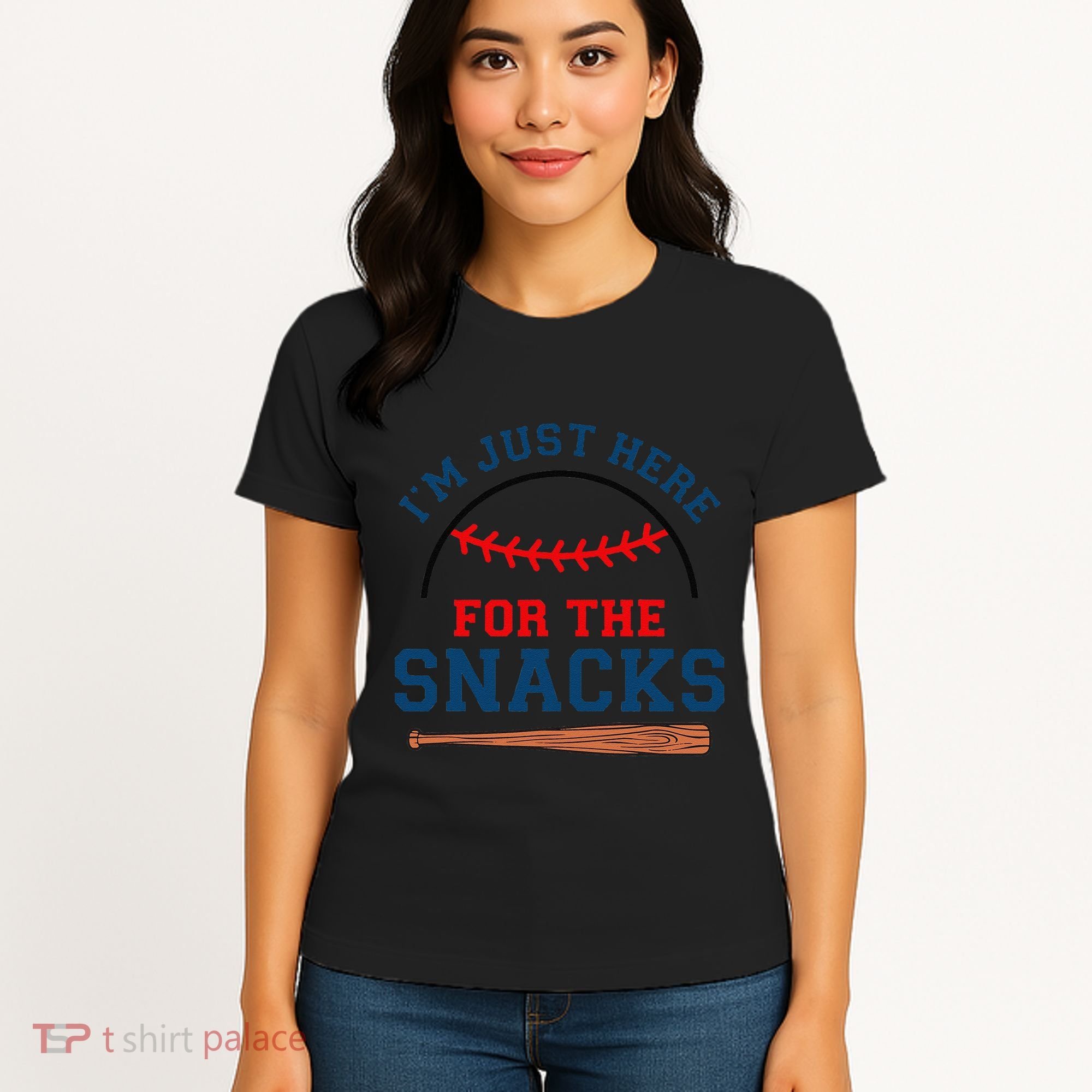 IM Just Here For The Snacks Funny Baseball Season Softball Women's T-Shirt
