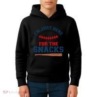 IM Just Here For The Snacks Funny Baseball Season Softball Kids Hoodie thumb 4