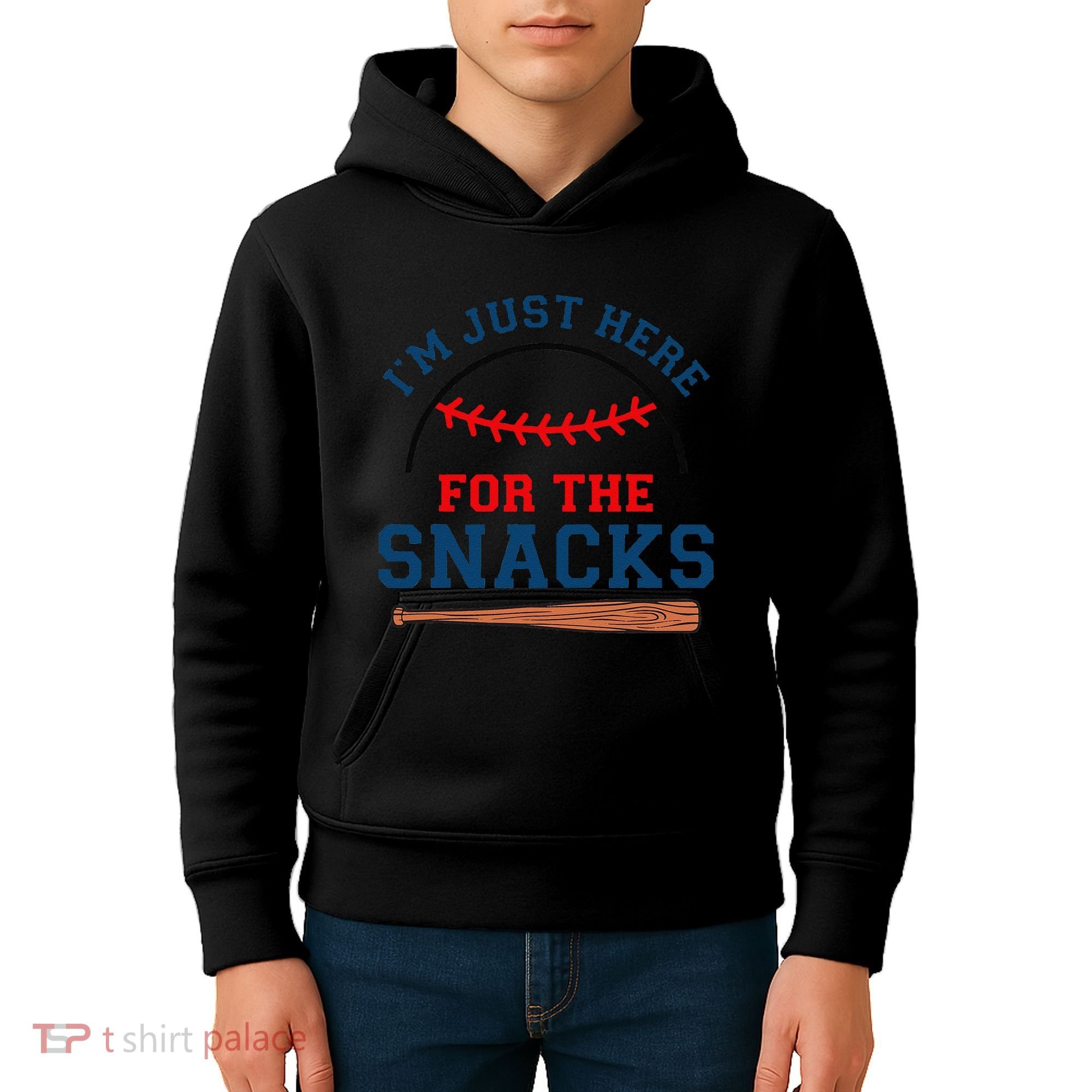IM Just Here For The Snacks Funny Baseball Season Softball Kids Hoodie