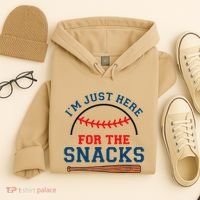 IM Just Here For The Snacks Funny Baseball Season Softball Hoodie thumb 4