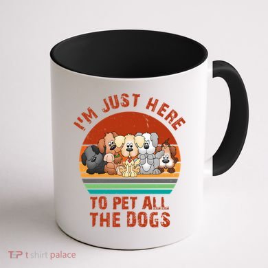 I'm Just Here To Pet All The Dogs Funny Dog Lover Vintage Coffee Mug back