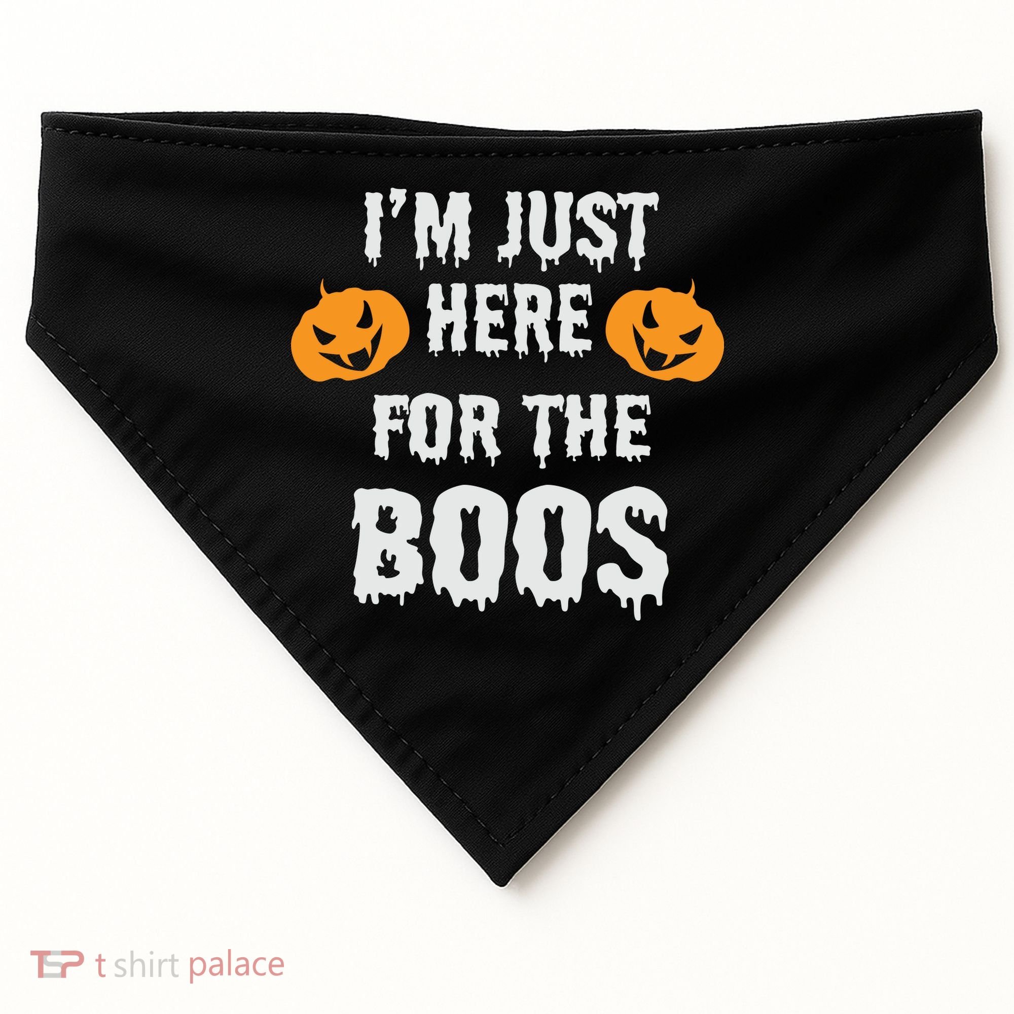 I'm Just Here For The Boos Pumpkin Halloween Day USA-Made Doggie Bandana