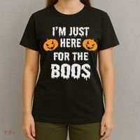 I'm Just Here For The Boos Pumpkin Halloween Day T-Shirt thumb 4