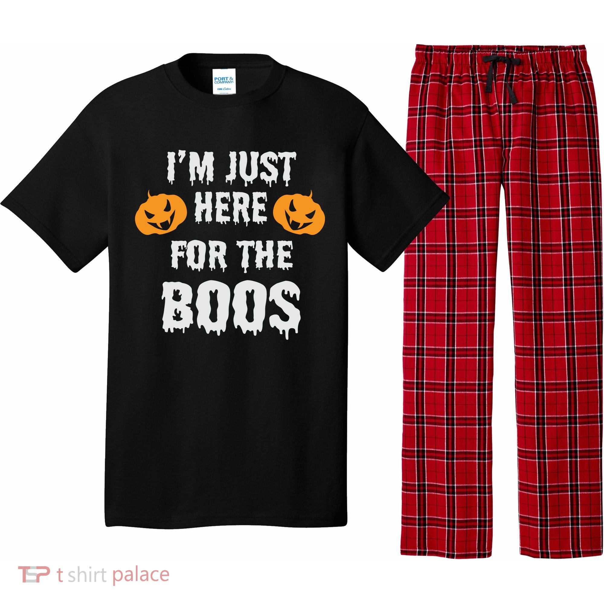 I'm Just Here For The Boos Pumpkin Halloween Day Pajama Set