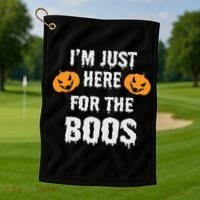 I'm Just Here For The Boos Pumpkin Halloween Day Golf Towel thumb 1