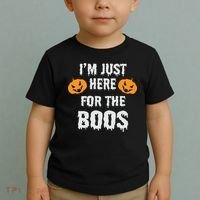 I'm Just Here For The Boos Pumpkin Halloween Day Toddler T-Shirt thumb 2