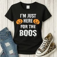 I'm Just Here For The Boos Pumpkin Halloween Day Women's T-Shirt thumb 3
