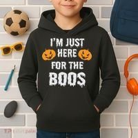 I'm Just Here For The Boos Pumpkin Halloween Day Kids Hoodie thumb 2