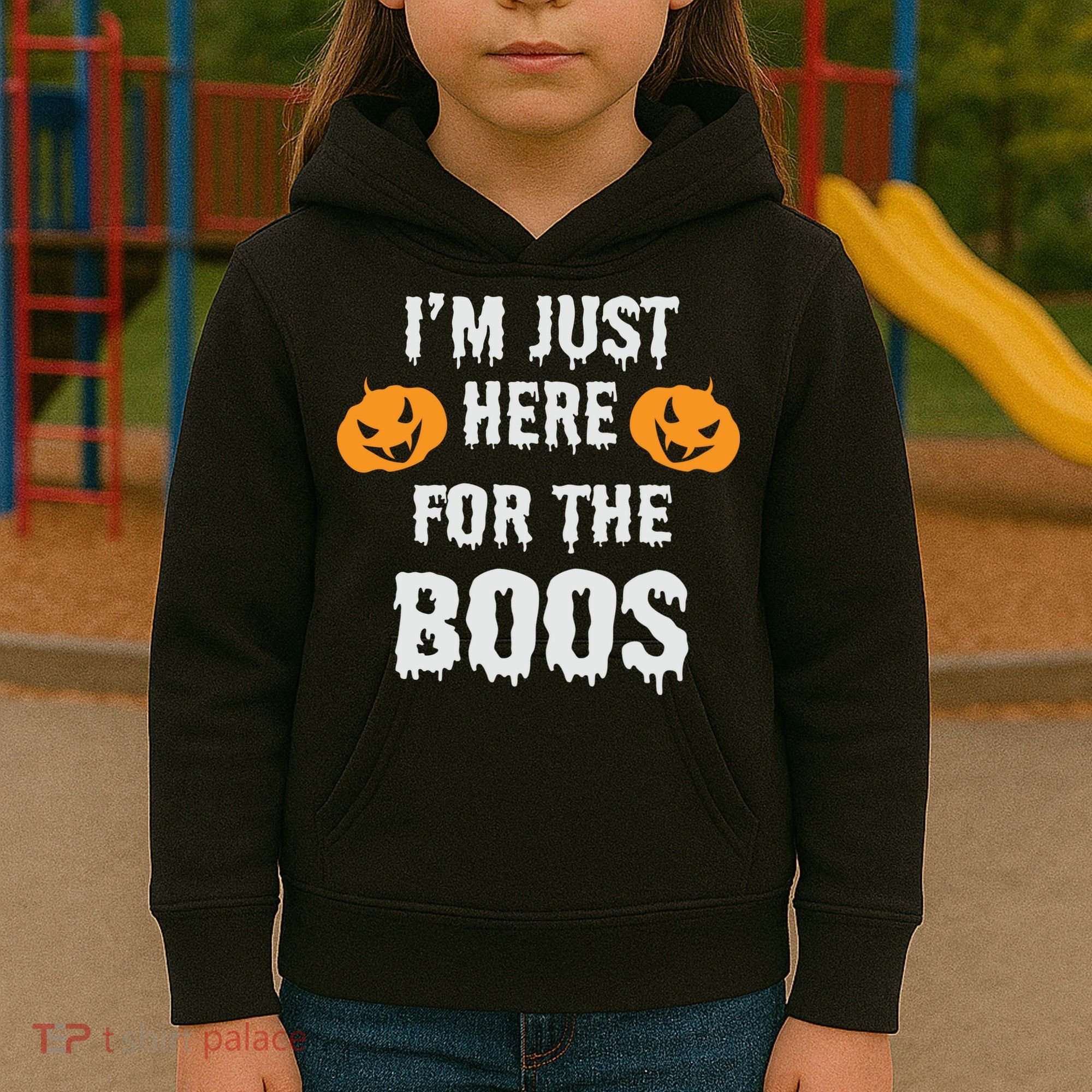I'm Just Here For The Boos Pumpkin Halloween Day Kids Hoodie