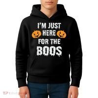 I'm Just Here For The Boos Pumpkin Halloween Day Kids Hoodie thumb 4
