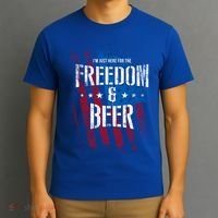 Im Just Here For The Freedom And Beer Funny Patriotic Gift T-Shirt thumb 3