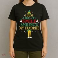 I Just Like To Smile Smilings My Favorite Christmas Elf T-Shirt thumb 4