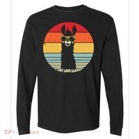 I Just Love Llamas Retro Style Llama Comfort Colors Heavyweight Long Sleeve T-Shirt thumb 0