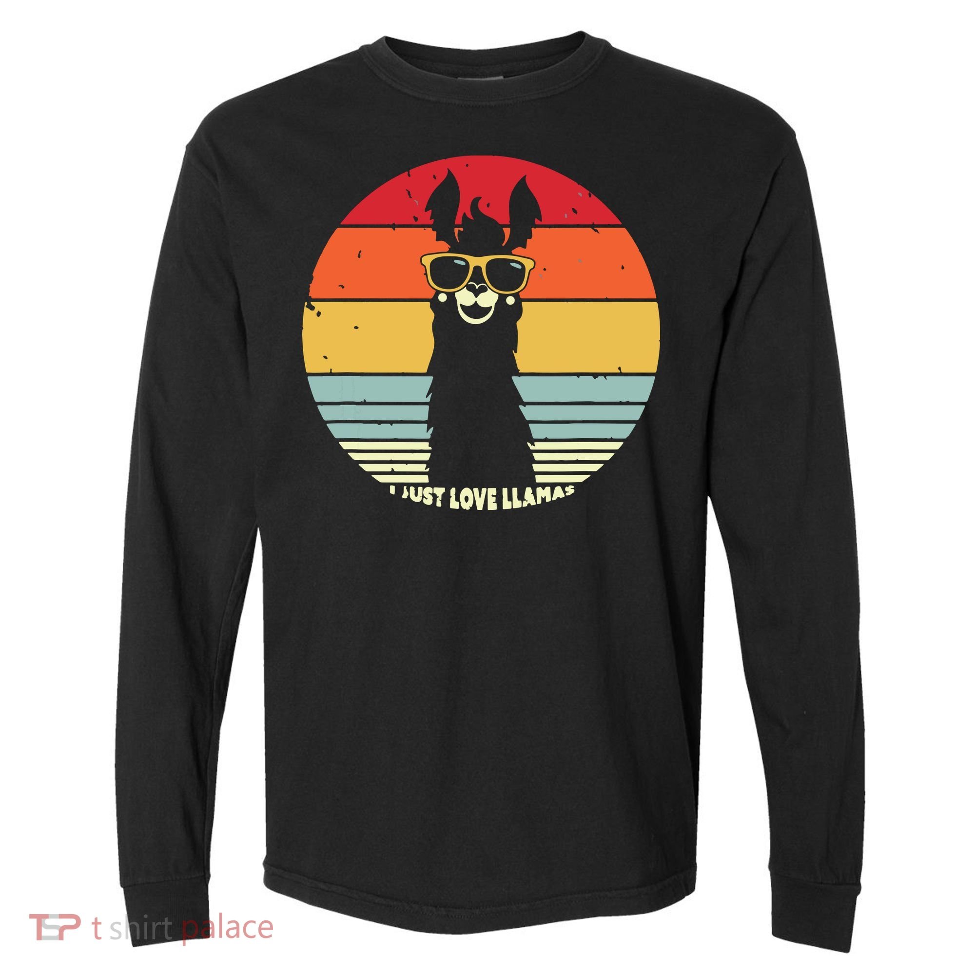 I Just Love Llamas Retro Style Llama Comfort Colors Heavyweight Long Sleeve T-Shirt