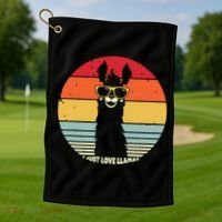 I Just Love Llamas Retro Style Llama Golf Towel thumb 1