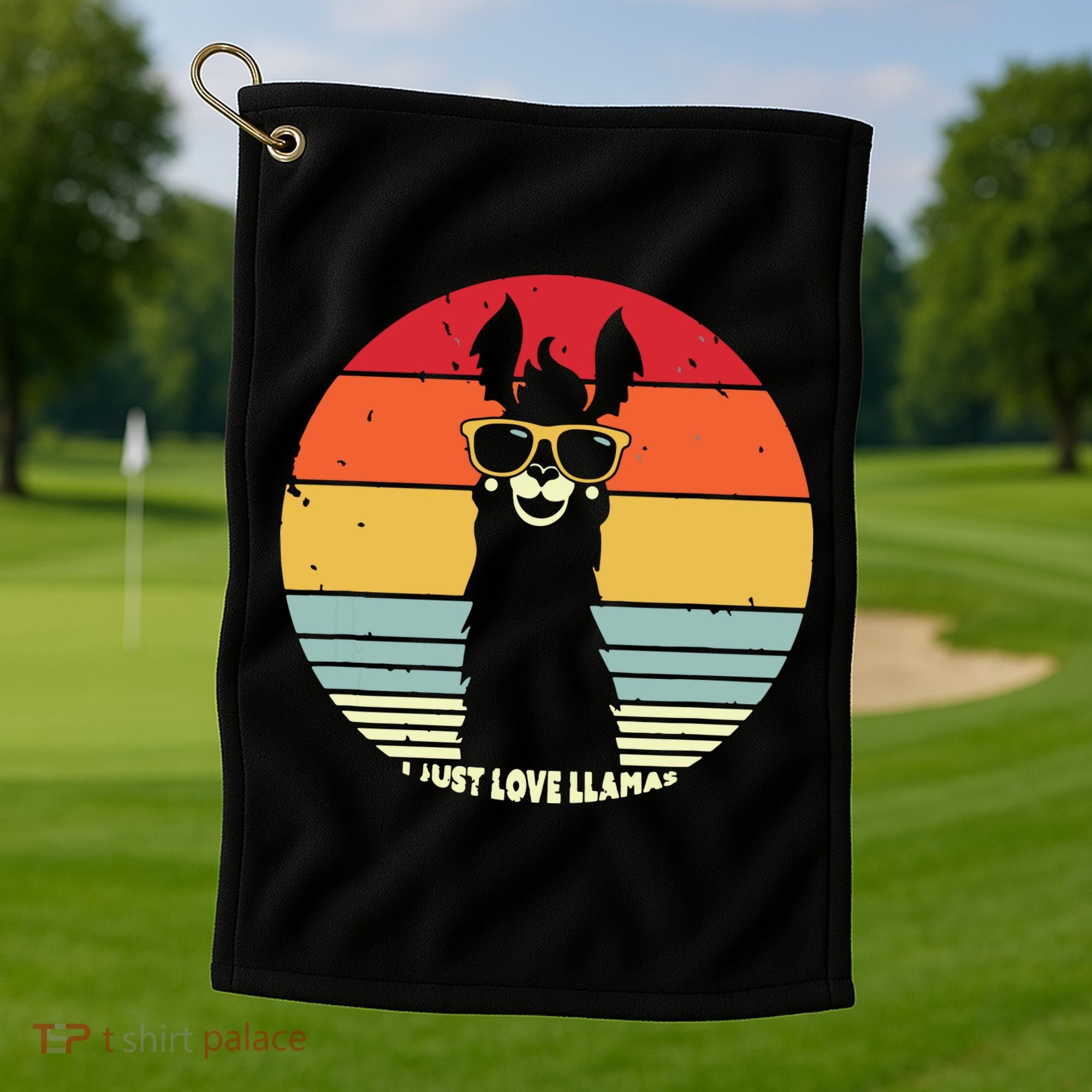 I Just Love Llamas Retro Style Llama Golf Towel