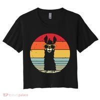 I Just Love Llamas Retro Style Llama Women's Crop Top Tee thumb 0