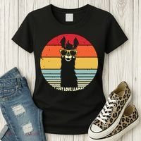 I Just Love Llamas Retro Style Llama Women's T-Shirt thumb 3