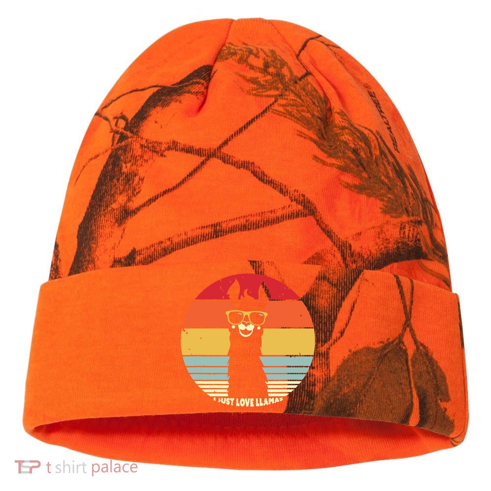 I Just Love Llamas Retro Style Llama Kati Licensed 12" Camo Cuffed Beanie