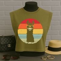 I Just Love Llamas Retro Style Llama Garment-Dyed Women's Muscle Tee thumb 3