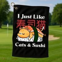 I Just Like Cats And Sushi Golf Towel thumb 1