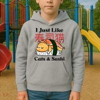 I Just Like Cats And Sushi Kids Hoodie thumb 2