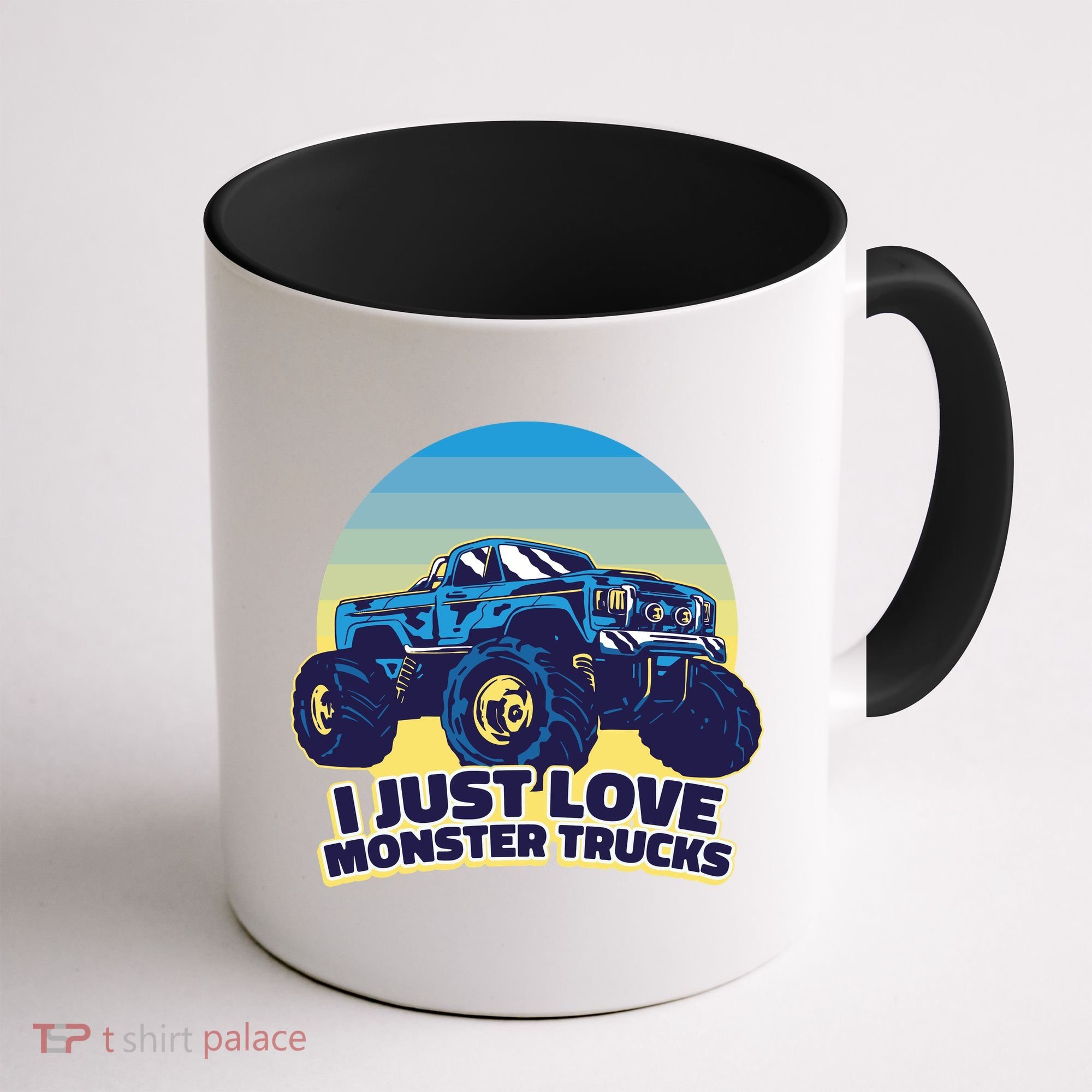 I Just Love Monster Trucks Retro Sunset Coffee Mug