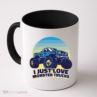 I Just Love Monster Trucks Retro Sunset Coffee Mug thumb 0