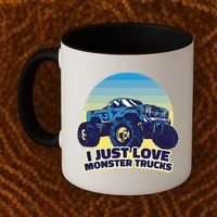 I Just Love Monster Trucks Retro Sunset Coffee Mug thumb 2
