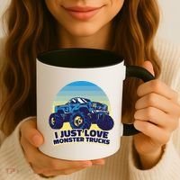 I Just Love Monster Trucks Retro Sunset Coffee Mug thumb 3