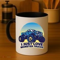 I Just Love Monster Trucks Retro Sunset Coffee Mug thumb 4