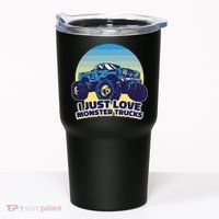 I Just Love Monster Trucks Retro Sunset Tumbler thumb 0