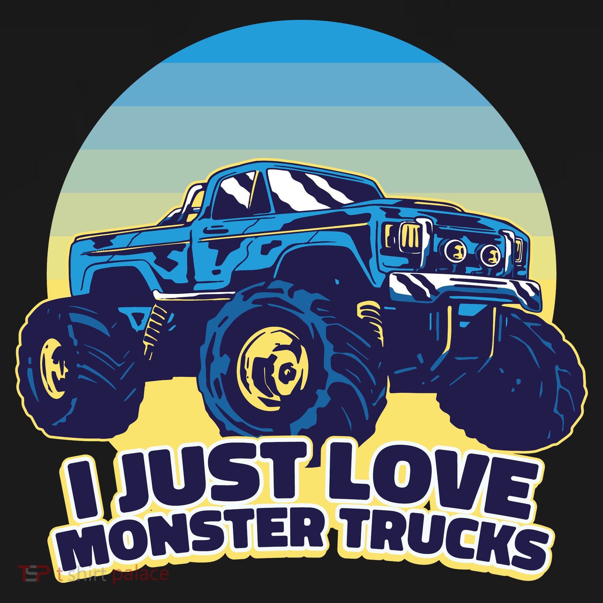 I Just Love Monster Trucks Retro Sunset Ornament