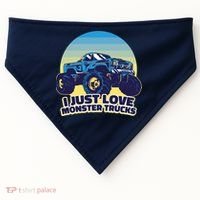I Just Love Monster Trucks Retro Sunset USA-Made Doggie Bandana thumb 0