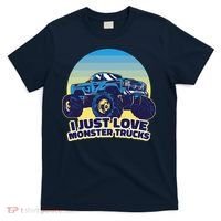 I Just Love Monster Trucks Retro Sunset T-Shirt thumb 0
