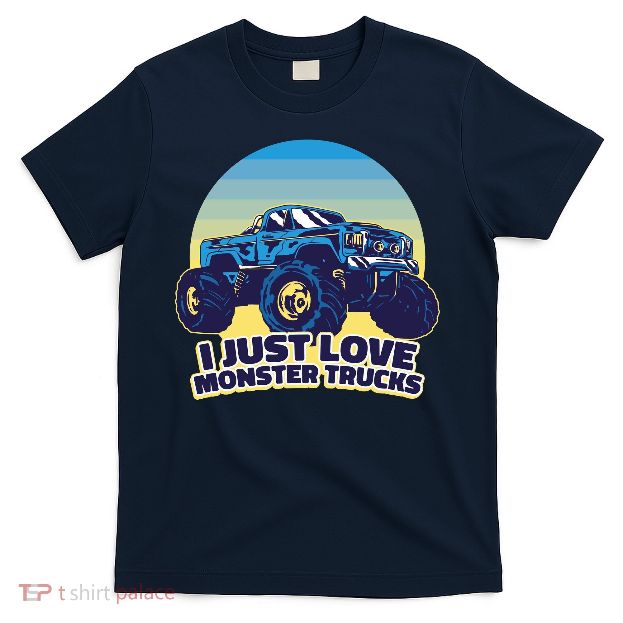 I Just Love Monster Trucks Retro Sunset T-Shirt