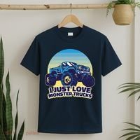 I Just Love Monster Trucks Retro Sunset T-Shirt thumb 2
