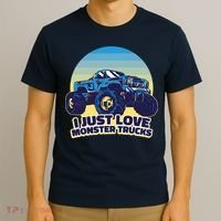 I Just Love Monster Trucks Retro Sunset T-Shirt thumb 3