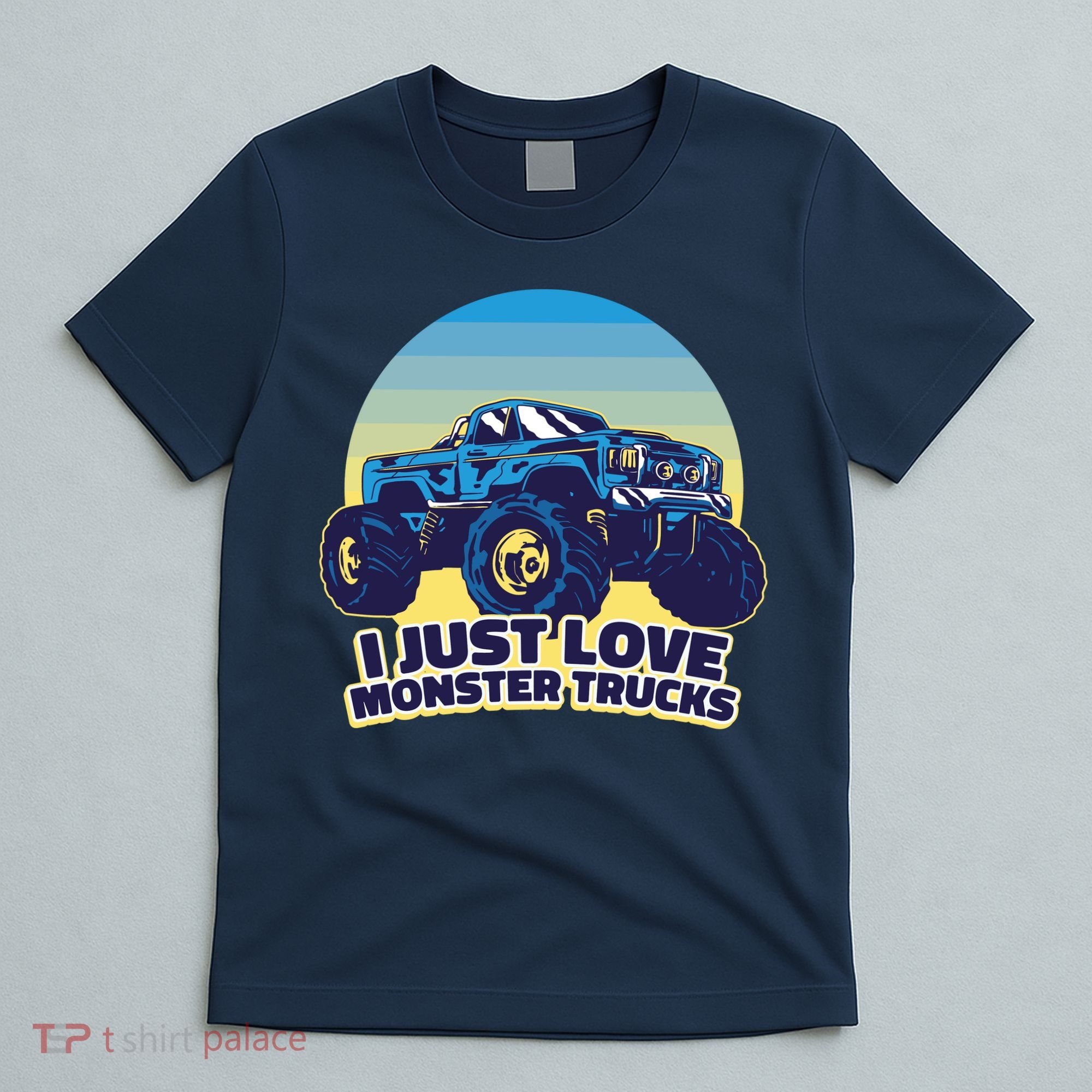 I Just Love Monster Trucks Retro Sunset T-Shirt