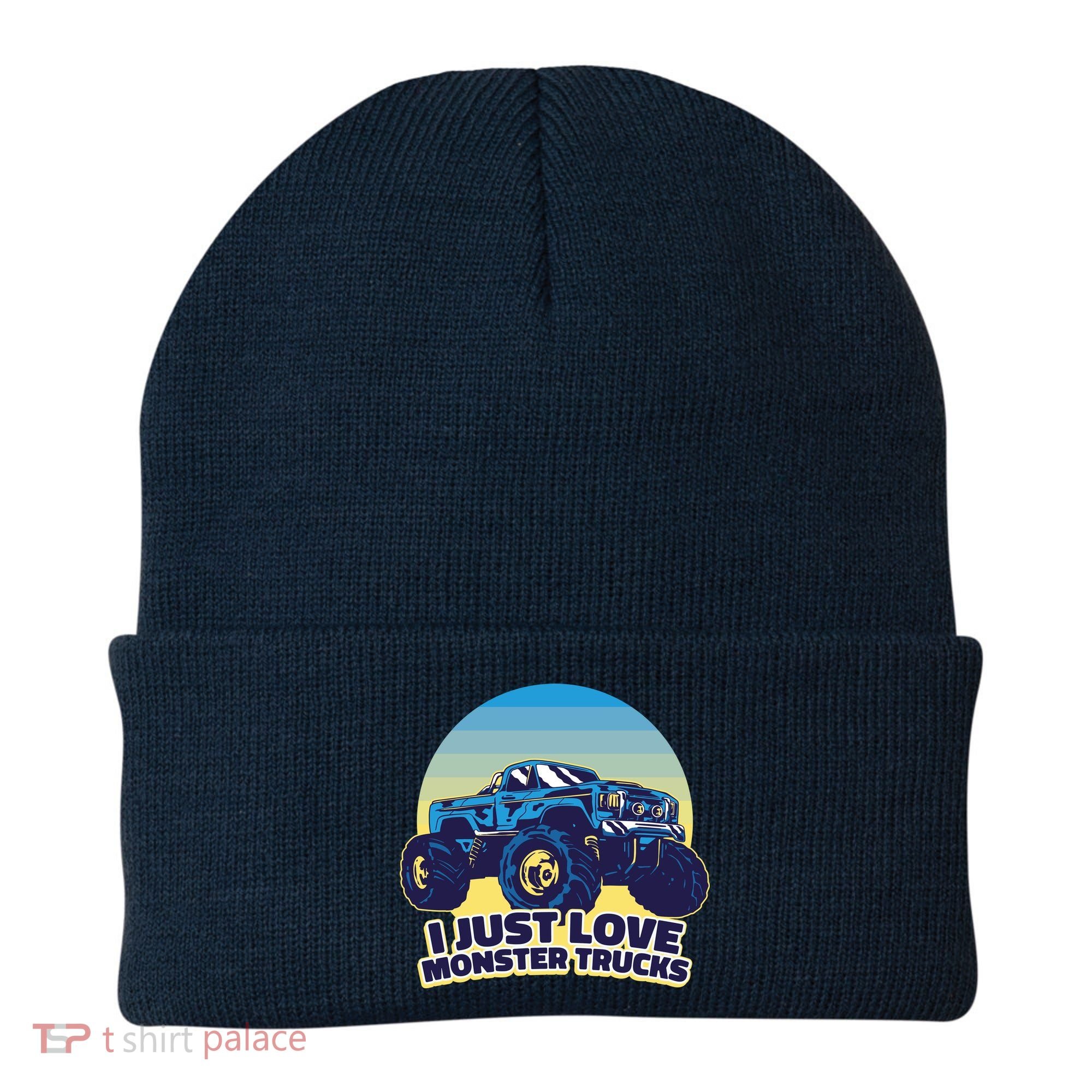 I Just Love Monster Trucks Retro Sunset Beanie
