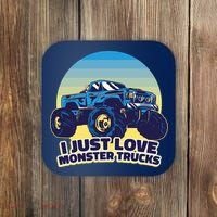 I Just Love Monster Trucks Retro Sunset Coaster thumb 0