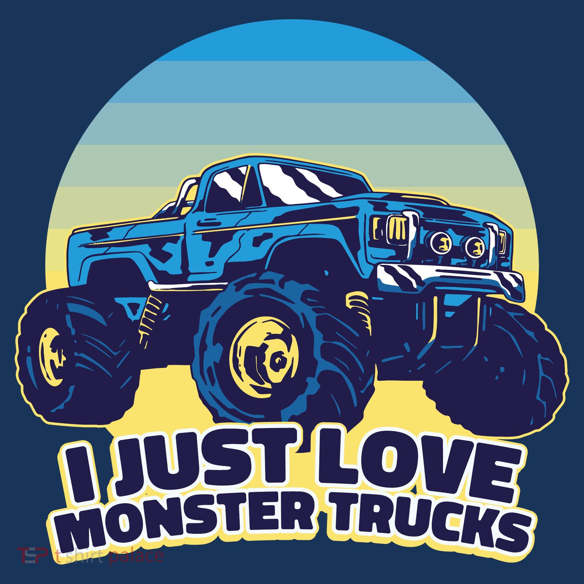 I Just Love Monster Trucks Retro Sunset Women's Hoodie