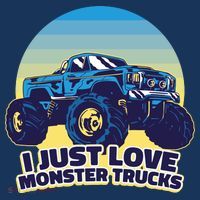 I Just Love Monster Trucks Retro Sunset Mousepad thumb 1