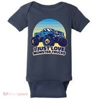 I Just Love Monster Trucks Retro Sunset Baby Bodysuit thumb 0
