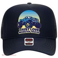 I Just Love Monster Trucks Retro Sunset Hat thumb 0