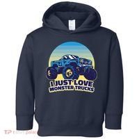I Just Love Monster Trucks Retro Sunset Toddler Hoodie thumb 0
