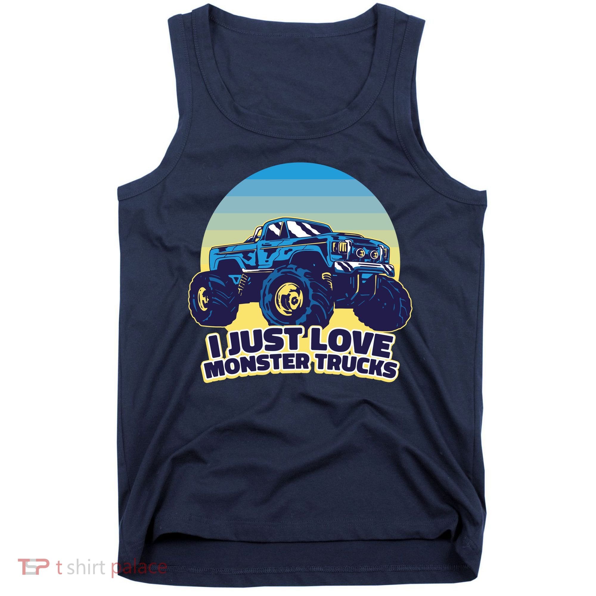 I Just Love Monster Trucks Retro Sunset Tank Top