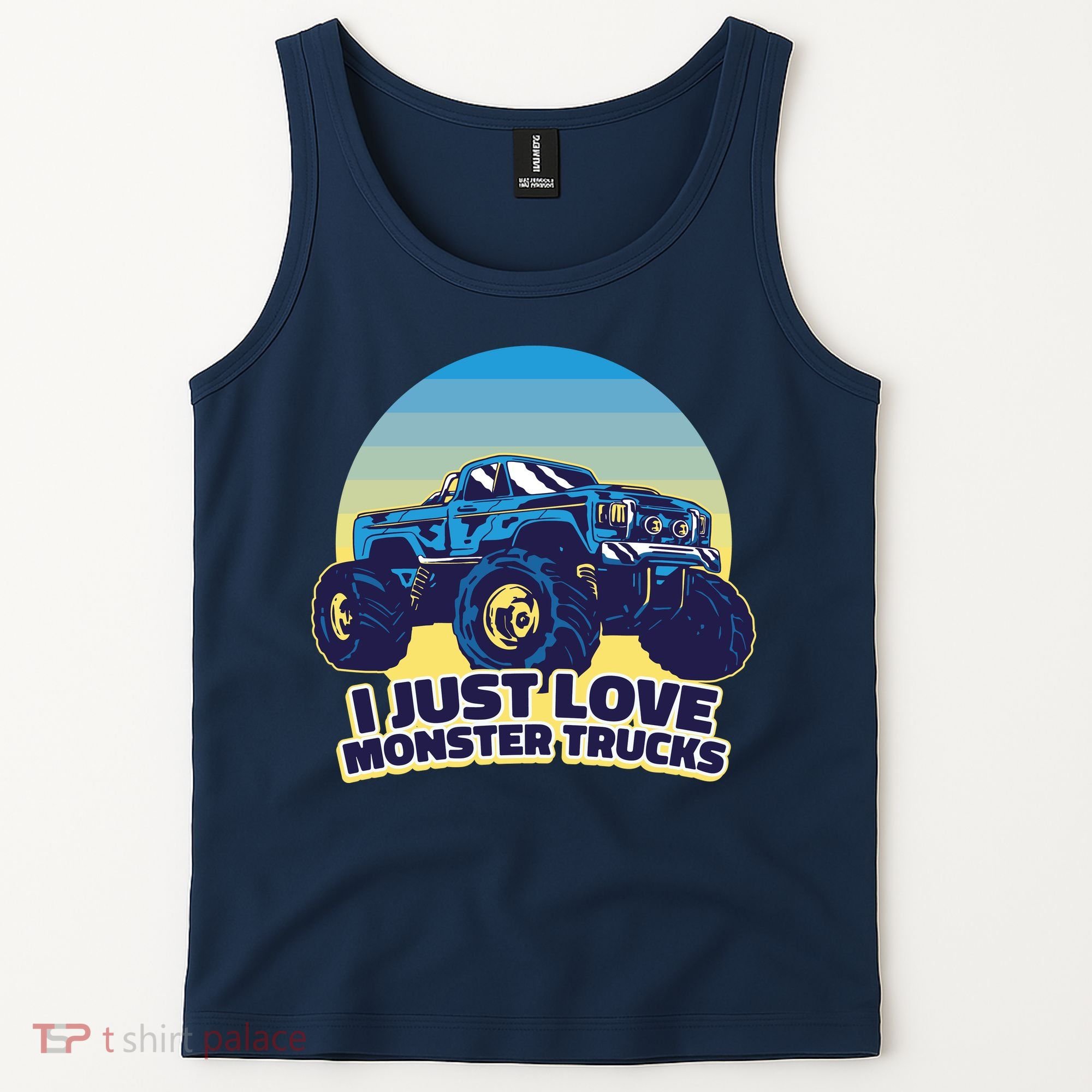 I Just Love Monster Trucks Retro Sunset Tank Top
