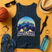 I Just Love Monster Trucks Retro Sunset Tank Top thumb 4
